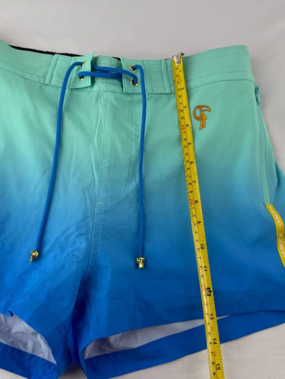 Tucann Men Blue Ombre Swim Trunks Board Shorts Compression Liner Size M